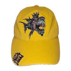 NHRA NITRO FISH FULL THROTTLE DRAG RACING HAT ADJUSTABLE BACK YELLOW COTTON